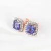 925 Brincos de Prata Esterlina Criado Tanzanite Gemstone Delicado Ear Stud For Women Luxury Fine Jewelry Rose Gold Plating