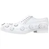 Beyaz Çiçek Moda Gelinlik Ayakkabı Düz ​​Topuk Hakiki Deri Brogue Örgün İş Oxfords Erkek El Yapımı Ayakkabı