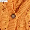 Kobiety Moda V Neck Cascading Ruffle Twist Crochet Knitting sweter Kobieta Hollow Out Cardigans Chic Topy SW827 210420