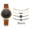 5 datorer/Set Women's Fashion Armband Watches Leather Strap Luxury Analog Quartz Wrist Watch