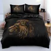 Couvertures de couverture de lion noir embrasse trois ensembles de literie474304602028171