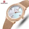 NaviForce Senhoras Assista Top Marca de Luxo Quartz relógios de Pulso de Rosa À Prova D 'Água Rose Gold Watches Relogio Feminino Montre Femme 210517