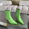 Boots Sexy Crafted Toe Котенок каблуки PU Sock Женщины Бренд дизайн ремня пряжка украшена лодыжка для 9E0P