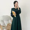 S-XL Artı Boyutu Sonbahar Kızlar Parti Kadın Vintage Elbise Kol Bahar Akşam Kadın Elbiseler Uzun Robe Vestido 210417