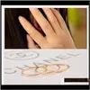 Anelli a fascia Jewelryband Midi Urban Gold Stack Plain Carino sopra Knuckle Nail Ring Natale 1616 Drop Delivery 2021 Gf8Yn