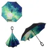 Reverse Umbrella C handle Reverse Sunscreen Rain Windproof Protection Folding Double-layer Inverted Household Sundry Party Favor LJJP66