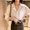 Frühling Sommer Chiffon Hemd Blusen Frauen Lose Langarm Solide Weiß Shirts Tops Weibliche Büro Casual Dames Bluse 12891 210518