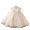 Zomer tieners meisje feestjurken witte bloemen boog prinses jurk bruiloft piano uitvoeren formele kleding E01 210610