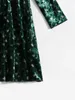 Toddler Girls Gigot Sleeve Botanisk Print Velvet Klänning Hon