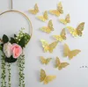 Naklejki ścienne Naklejka 3D Hollow-Out Butterfly 12 sztuk / Sztuk Naklejki Biuro Home Boy Girl Pokoje Urodziny Wedding Party Decoration RRB11637