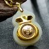 Borsa da soldi Hetian Jade Ciondolo Buona Luce e denaro Vieni Jade Collana Amanti Lucky Amulet 24k Gold Gioielli Belle Gioielli cinesi