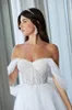 Mariage magnifique robes de tulle robe de mariée dentelle applique perlée sur l'épaule balayage train sur mesure plage plus la taille robes de novia