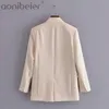 Women Oversized Blazer Spring Casual Double Breasted Long Sleeve Suits Jacket Female Office Wear Ladies Straight Coats 210604