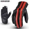 Komine Homens Motocicleta Couro Stripe Respirável Motociclista Tela de Toque Moto Motó Motos Motorbike Racing Luvas GK-119