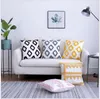 Almofada/travesseiro decorativo algodão bordado tampa de almofada de bordado 45x45cm onda amarela Zigzag Geométrico Decor de casa Passagem