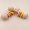 ins DIY 아기 자연 나무 teethers 사탕 컬러 동그라미 젖니 가운 반지 유아 나무