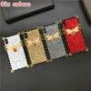 غلاف هاتف Glitter Square Cover for iPhone 13 12 11 Pro X XR XS Max 8 7 6 Plus Diamond Rhinestone Case