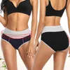 5 unids/lote de ropa interior de cintura alta sin costuras para mujer, bragas de algodón negras simples de Color sólido, bragas de realce de cadera para mujer 210730