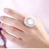 European fashion rhinestone ring open adjustable pearl cat eye rings