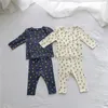 0-3 Jahre Baby 2 Stück Anzug Homewear Frühling Herbst Zitronendruck Basishemd + Hose mit hoher Taille Baumwolle Säuglingsjungen Mädchen Kleidungsset 210615