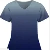 Degrade Renk Kadın Hemşirelik Scrubs T Gömlek Kısa Kollu Üniformalar V Yaka Cep Hemşire Tişörtleri Tops Ben Hemşirelik Tıbbi Öğrenci RN Tee Gömlek Ter Gömlek GQ2LN6J