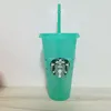 NIEUWE 24 OZ 710 ml Starbucks Pailletten Plastic Tumbler Herbruikbare Clear Drinken Platte Bodem Cup Pijler Vorm Deksel Stro mok Bardian LOVE272a