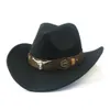 Sombreros clásicos de vaquera occidental para mujer con cinturón ancho Caballero Jazz Sombrero Hombre Cap73134878316468299H