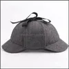 Chapeau de douche unisexe hiver bérets de laine pour hommes Deerstalker T Cap accessoires détective britannique femmes livraison directe 2021 chapeaux d'extérieur Spor5610088