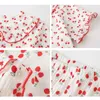 QWEEK Bawełna Piżamy Koreańskie piżamy dla kobiet Lato Pijamas Cherry Print Piżamy 2 Piece Set Nightwear Kawaii Loungewear 210809