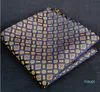 F22 cravatta da uomo multicolore marrone oro giallo blu navy floreale fazzoletto da taschino cravatta in tessuto jacquard 100% seta