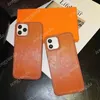 Con scatola Custodie per telefoni di lusso Classic Orange Fashion per iPhone 14 14pro 14plus 13 13pro 12 12Pro Max 11 11pro XS XR XsMax 8 plus Custodia per cellulare in pelle di design in rilievo