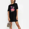 Casual Dresses Mini T-Shirts Kleid Kurzarm Frauen Donut Kawaii Print Harajuku T-Shirt Vestidos O Neck Tee Robes Femme Sommer