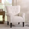 US Stock Stock Modern Aile Back Accent Chair de rouleau Chambre Salon Salon Meubles Coussin avec pieds en bois, crème A22 A53