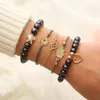 Bracelets de charme Zoshi 5pcs Pulseira de pedra de mármore bohemiana Conjunto para mulheres Bulbões de pendente de borla naturais jóias femme