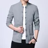 Jaquetas masculinas primavera e outono retrô jaqueta masculina preto cinza casacos estilo chinês tamanho grande 5xl casaco Tang