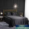4Pcs Set Romantic Soft Silk Satin Bedding Set Home Textile Bed Set Flat Sheet Fitted Sheet Pillowcase Twin Full Queen King Size Fa194O