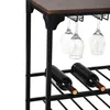 Amerikaanse voorraad Topmax rustiek 40 flessen houders keuken eetkamer metalen vloer gratis staande wijnrek tafel met glazen houders, 5-tier 294t