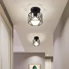 Retro LED -taklampa för sovrum E27 inomhusjärnljus mysiga loft hemkorridor balkonggång 110v 220v svart