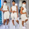 Diseñador 2021 monos Mujer Verano 2 Trajes de dos piezas Chándales Chaleco sin mangas Con mascarilla Pantalones cortos de motorista Conjunto deportivo informal Ropa para correr Moda