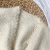 Women Mohair Knitted Cardigan Spring Autumn Loose Lazy Autumn Beaded Sweater Coat Cashmere Pearls Jacket Crop Tops Mujer Sueter H1023