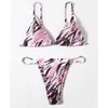 Seksowna Zebra Bikini Kobieta Swimsuit Kobiet Stroje Kąpielowe Kobiety `S Mini Thong Bikinis Set Summer Beachwear Pływanie do kostium kąpielowy 210712