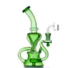 Vattenpipor Glasbong Recycler Dab Rig Rökning Vattenpipor Smoke Bongs Tornado Cyclone Recyclers 9 Inch 14mm Joint With Quartz Banger Eller glidskål Partihandel