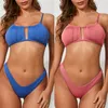 Bikini 2021Top Swimwear Women's High Waist Solid Color Pleated Lace Wimsuit Maillot De Bain Femme