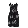 Frauen Schwarzes Minikleid Gothic Punk Sun Moon Gedruckt Elegent Casual Lose Spaghetti-Trägern Aesic Vintage Weibliche Kleider