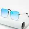 Sunglasses Vintage Square Women Brand Designer Retro Metal Frame Ladies Sun Glasses Rimless Gradient2794