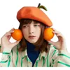ベレー帽の手作りのウールフェルト秋の冬の素敵なオレンジリーフベレーヘッドキャップシンプルな汎用性のあるアーティストハット