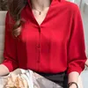 Blouses Femme V-Neck Red Chiffon Blouse Shirt Summer Tops Women Blusas Mujer De Moda Verano Short Sleeve Blouse Women E833 210602