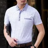 Thoshine marca homens verão polo camisas 95% viscose estilo de negócio masculino xadrez ponto polo camisa inteligente camisa camisa colarinho 210707