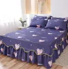 Drap-housse floral couvre-lit gracieux chambre couvre-lit jupe décoration draps de matelas antidérapants avec taie d'oreiller F0390 210420