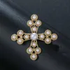 Pins Brooches Baiduqiandu Arrival Simulated Pearl Cross Brooch For Women Dress Apparel Jewelry Accessories Seau22